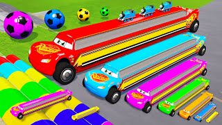 LONG CARS vs SPEEDBUMPS  Big amp Small Long Mcqueen Monster Wheels vs Thomas Trains  BeamNGDrive [upl. by Horn]