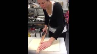 Scoring and cutting pastry puffs for mini pastry [upl. by Eillak]