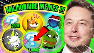 TOP MEME COINS FOR 2024 MILLIONAIRE Potential 🤑💎 SUPER URGENT 💎 🔥 BEST MEMECOINS TO BUY [upl. by Anelys]