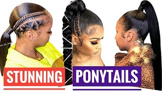 BLACK WOMEN PONYTAIL HAIRSTYLES  Easy 2020 Ponytail  Tutorial Compilation For Black Hair [upl. by Ebert]