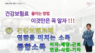 건강보험료 줄이는 방법 이것만은 꼭 알자｜⑥건강보험료에 영향을 미치는 소득｜종합소득  이자·배당·근로·연금·사업·기타 [upl. by Eicyal]