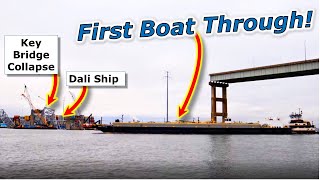 First Boat Goes Through NEW Alt Channel  Key Bridge Collapse [upl. by Htebarual]