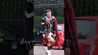 handsome scotsguards piper walks past me shorts soldier kilts tartan [upl. by Landrum318]