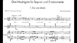 Alfred Schnittke  Three Madrigals for Soprano and Five Instruments 1980 ScoreVideo [upl. by Ennayram659]