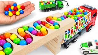 Marble Run ASMR Race ☆ HABA Slope amp Dump Truck Excavator Ambulance Forklift Garbage Truck Tractors15 [upl. by Arahset]