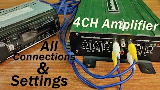 4 CH CAR Amplifier Complete Wiring amp Sound Settings [upl. by Einaffit]