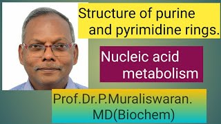 Structure of purine and Pyrimidine rings Muralis Simplified Biochemistry [upl. by Linoel937]