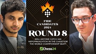 FIDE Candidates 2024 Rd 8  Hikaru v Fabiano amp Vidit v Gukesh 4Way Challenge Begins To Topple Ian [upl. by Joscelin]