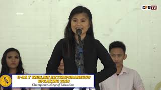 UDay English Extemporaneous Speaking Contest 2019 Champion  College of Education [upl. by Latsryc]