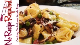 Tortellini with Mushrooms and Peas  NoRecipeRequiredcom [upl. by Amlet113]