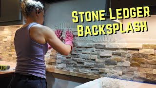 DIY Stone Ledger Tile Kitchen Backsplash [upl. by Imef]