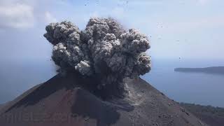 Krakatau volcano  spectacular explosions at day and night [upl. by Esinnej821]