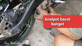 knalpot BACOD Akrapovic Megaphone zx25r  Proses pemasangan dan cek sound [upl. by Ahsirhcal]