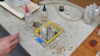 Potassium iodide and Lead II nitrate in 50ml beakers Conservation of Mass CB12 92021 [upl. by Ahsilahk232]