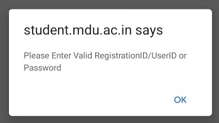 mdu student portal invalid registration id or password [upl. by Anaiuq]