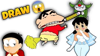 Drawing Challenge 😱  Shinchan Nobita And Jack Friends Very Funny [upl. by Koran]