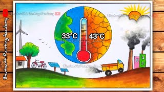 global warming drawing Save environment from pollution poster [upl. by Trill]