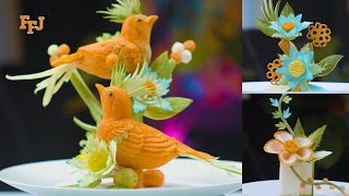 Mastering Vegetable Garnishes Birds and Flowers for Stunning Platters [upl. by Memory]