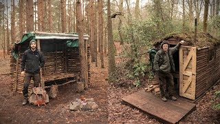 Camping Overnight at The Bushcraft Camp amp Off Grid Cabin in the Woods [upl. by Nylad]