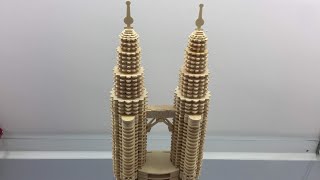 DIY Woodcraft Construction Kit Twin Tower of Malaysia [upl. by Enirehtahc]