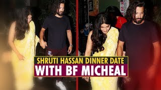 Shruti Haasan Blushes Wearing A Yellow Sari As She Walks Hand In Hand With Beau Michael Corsale [upl. by Gasper]