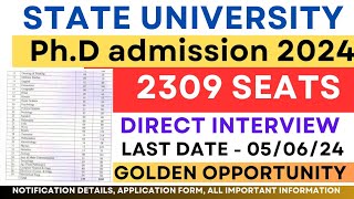 PhD Admission Notification 2024 Bumper seats [upl. by Halilak]