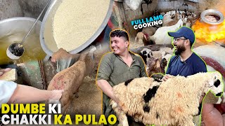 Dumbe Ki Chakki Ka Pulao In Karachi 🤤  Full Dumba Cooking  Chakki Wala Dumba  Uzair Sakrani [upl. by Yornek]