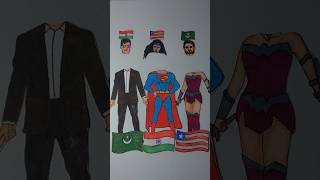 Pakistan 🇵🇰 India 🇮🇳 America 🇺🇸  🇮🇳 Independence Day Drawing shorts art ashortaday [upl. by Candi]