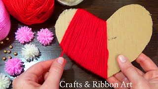 Easy Heart Making with Wool  Amazing Valentines Day Craft Ideas  How to Make Yarn Heart [upl. by Kaylyn]