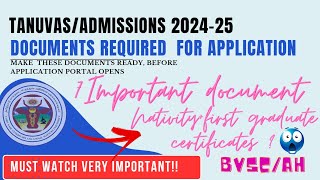 Tanuvas Admissions 202425 Important documents for online application list for BVSc AH [upl. by Rauscher]