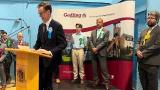 Tom Randalls speech following his election defeat in Gedling [upl. by Luapnaes233]