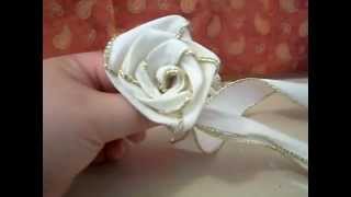 DIY Rosa armada hecha de listón tutorial [upl. by Charmion]