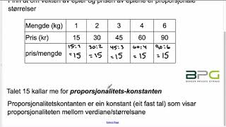 Proporsjonale og omvendt proporsjonale størrelser 1P [upl. by Aihpledalihp]