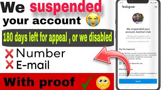 We Suspended Your Account Instagram 180 days Problem  Instagram Account Suspended Problem Solution [upl. by Inaoj]