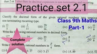 Practice set 21 Class 9 Maths Part1 Algebra Chapter 2 Real Numbers  Maharashtra state board [upl. by Danica]