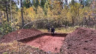 BUILDING a large DUGOUT in the wild FOREST LIVE 3 days in A WARM TENT OFF GRID [upl. by Irneh]