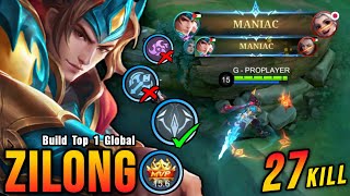 27 Kills  2x MANIAC Zilong NEW META Emblem  Build Top 1 Global Zilong  MLBB [upl. by Legnaros]