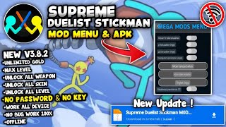 NEW UPDATE  Supreme Duelist Stickman MOD MENU V382 Terbaru 2024  No Key amp No Password [upl. by Eerual777]