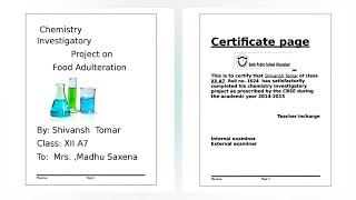 Chemistry investigatory project file on Food Adulteration for class 12th  PDF  Become unique ☑️ [upl. by Yeltnarb605]