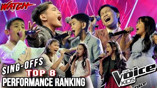 TOP 8 SINGOFFS Performance RANKING  The Voice Kids Philippines 2024  Bound to SEMIFINALS [upl. by Gladdy]