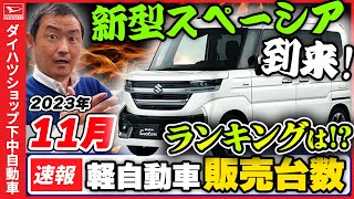 【軽自動車販売台数の速報202311月】軽自動車販売11月速報です。新型スペーシアが発表されてその動向が気になります。 [upl. by Attenauq]