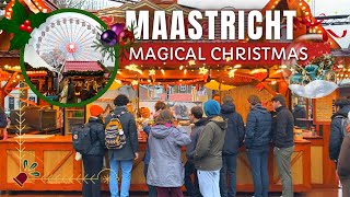 ✨MAASTRICHT MAGICAL CHRISTMAS 🎄ft Christmas Market Vrijthof 2023  Rainy Christmas Netherlands [upl. by Ydnec]