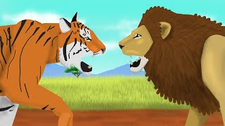 Lion VS Tiger  Animal Fight Animation  Pivot Animator [upl. by Vez59]