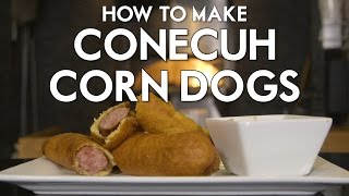 How to make Conecuh Corn Dogs  Ultimate Tailgate with Southern Chefs [upl. by Aselehc]