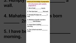 Preposition Exercise  4  Fill in the blanks with suitable prepositions shorts [upl. by Golightly263]