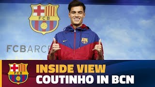 BEHIND THE SCENES Coutinhos first day at Barça [upl. by Rutan]