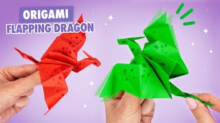 Оригами Дракон из бумаги машущий крыльями  Origami Flapping Paper Dragon [upl. by Nortal]