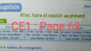 CE1  Conjugaison  Aller faire et vouloir au présent page 63 cd activités Le trésor des mots [upl. by Mij]