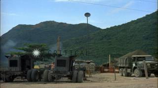 US soldiers do construction work at a STRATCOM site in Nha Trang Vietnam HD Stock Footage [upl. by Elleirol285]