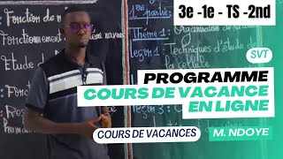 Programme  SVT  3éme 1ére  TS seconde  cours de vacances en ligne [upl. by Ellehc]